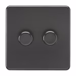 Knightsbridge 2-Gang 2-Way LED Intelligent Dimmer Switch Matt Black