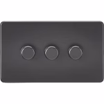 Knightsbridge 3-Gang 2-Way LED Intelligent Dimmer Switch Matt Black
