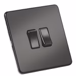 Knightsbridge 10AX 2-Gang 2-Way Light Switch Matt Black (828VF)