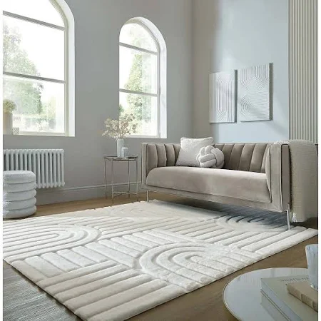 Supersoft Lush Geometric Faux Fur Arch Square Rug